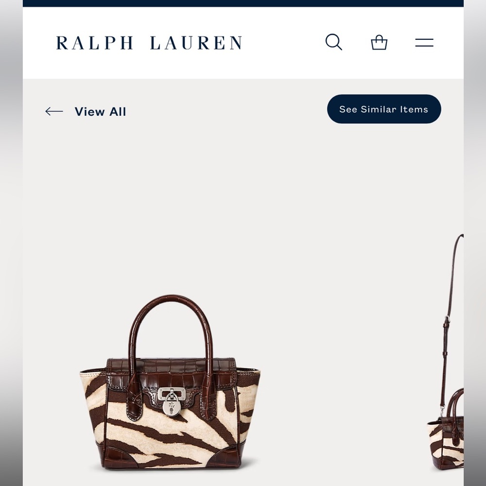 Lauren Ralph Lauren Brown and Cream Zebra-Print Satchel - Picture 2 of 8